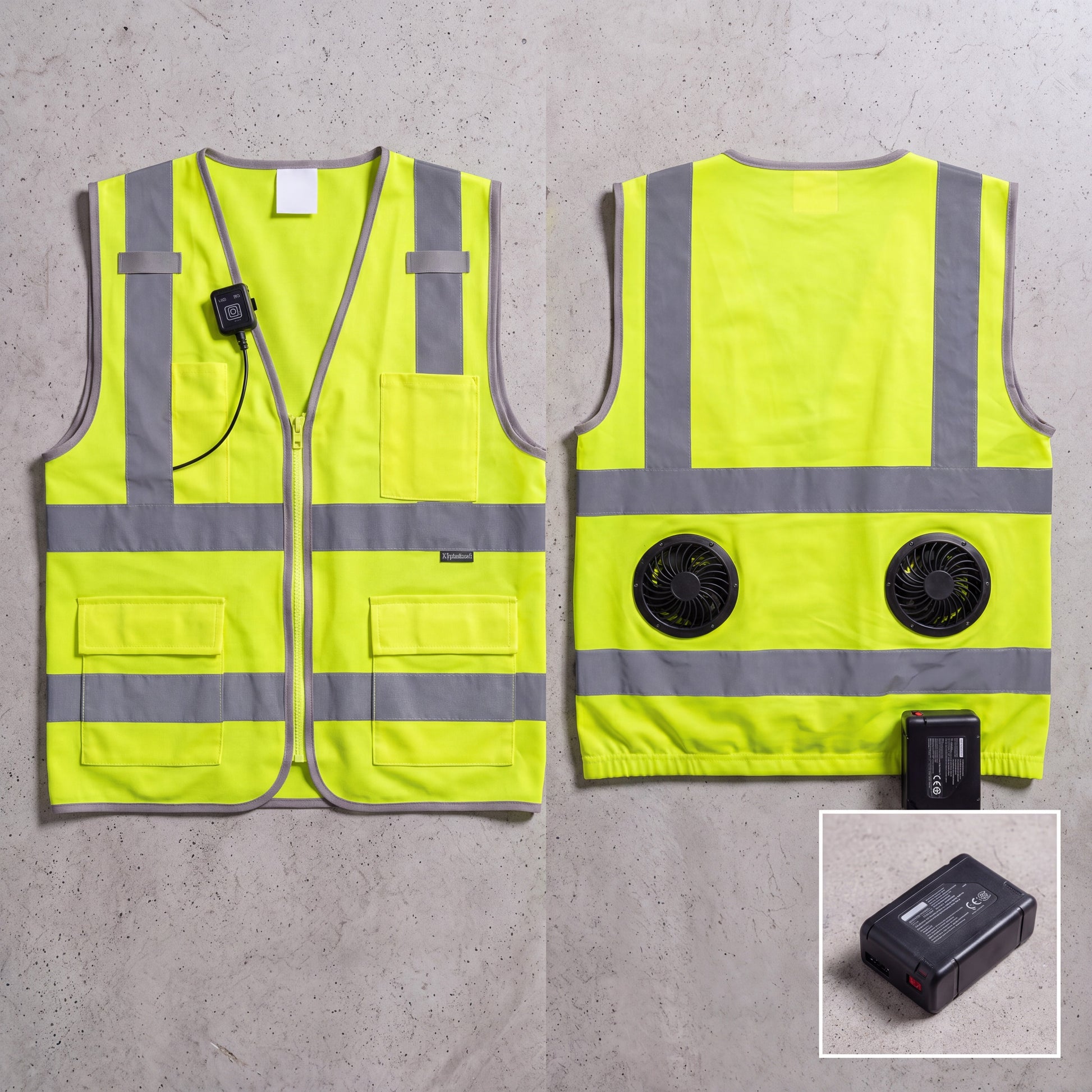 Cold Crew hi-vis cooling vest 2-pack, front and back with two fans